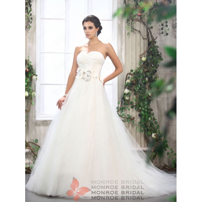 Monica - Sweetheart Tulle Ballgown Wedding Dress with Flowers